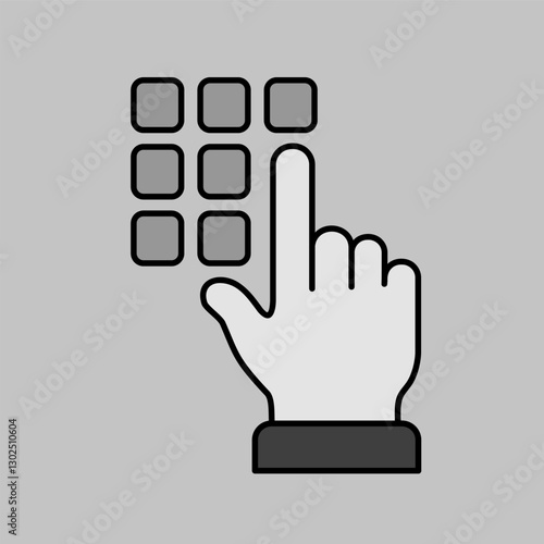 Hand finger entering pin code icon