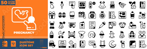 Pregnancy Duotone Editable Icons set