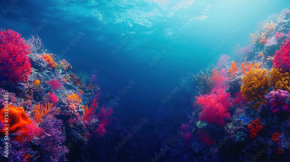 Naklejka premium Vibrant Coral Reef Underwater Scene Serenity and Beauty