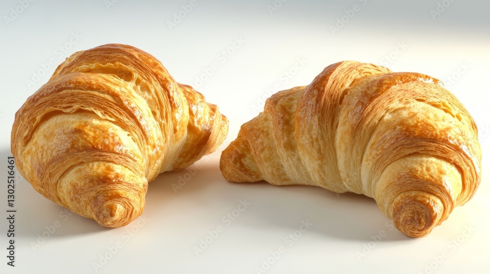 Realistic photo of freshly baked croissants featuring a golden crust and flaky texture Realistic photo of freshly baked croissants featuring a golden crust and flaky texture