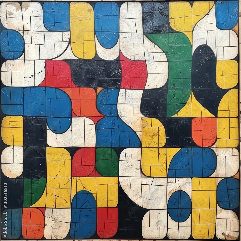 Obraz premium A colorful geometric pattern that repeats across the canvas