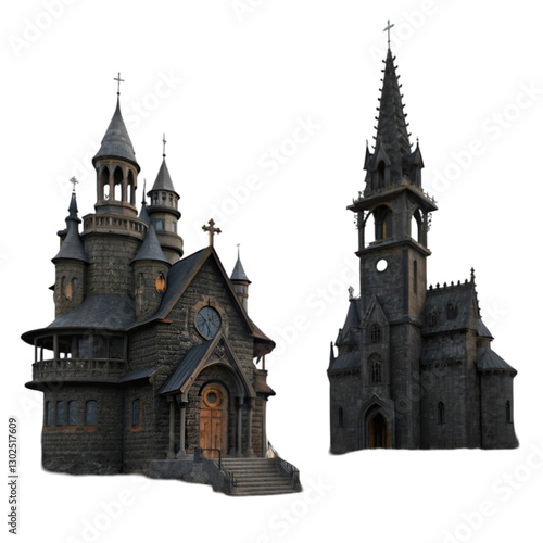 Ruins of a Majestic Medieval Castle A 3D Render of a Crumbling Fortress
