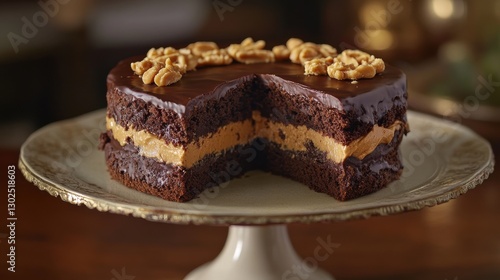 Wallpaper Mural Delicious Chocolate Cake with Peanut Butter Filling and Nuts Torontodigital.ca