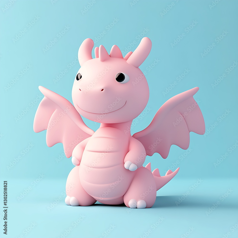3d rendering of cute pink dragon 3d rendering of cute pink dragon