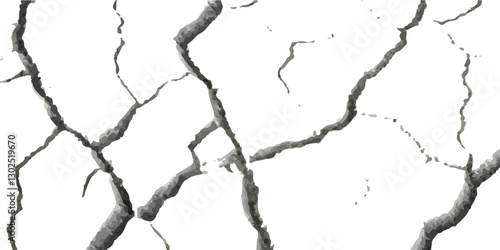 Cracked and Broken Earthquake Surface Vector Overlays with Distressed Wall, Floor, and Ground Textures in Black, White, and Grey, Representing the Aftermath of Earthquake Damage.
