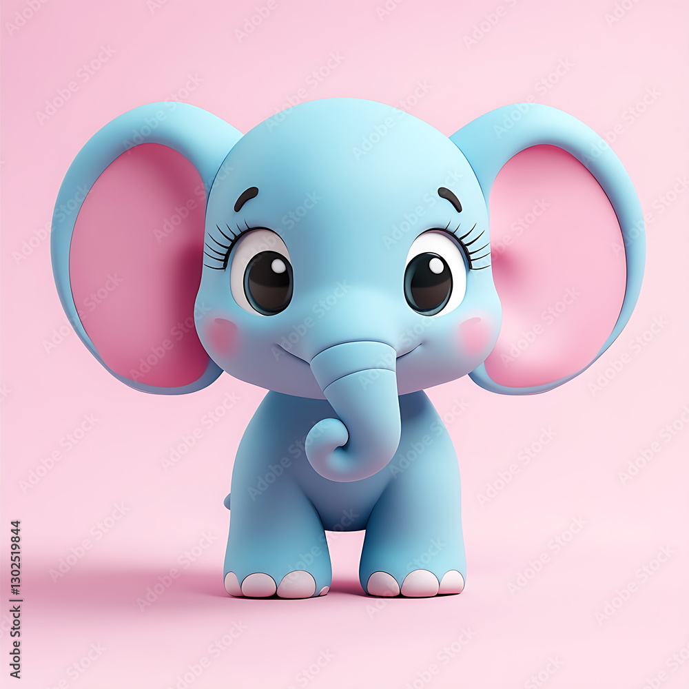 Fototapeta premium 3D cartoon a cute baby elephant