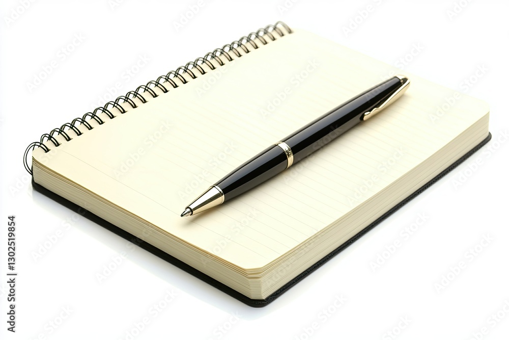 Flawless Picture of Notebook and Pen Isolated on White Background Flawless Picture of Notebook and Pen Isolated on White Background