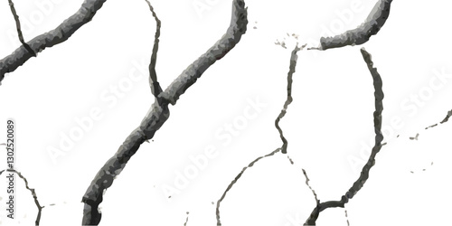 Cracked and Broken Earthquake Surface Vector Overlays with Distressed Wall, Floor, and Ground Textures in Black, White, and Grey, Representing the Aftermath of Earthquake Damage.
