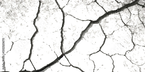 High-Quality Vector Texture with Cracks and Fractures from Earthquake Damage on Land, Floor, and Wall Surfaces in Black, White, and Grey, Ideal for Natural Disaster Simulations and Distressed Backgrou