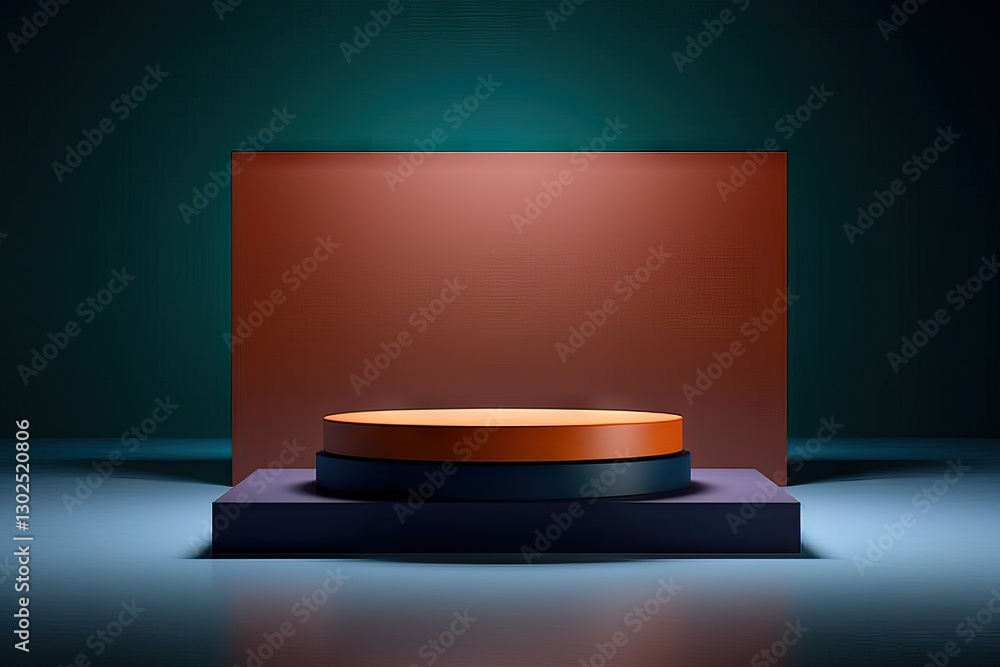 Abstract Geometric Composition with Circular Platform and Rectangular Backdrop Abstract Geometric Composition with Circular Platform and Rectangular Backdrop