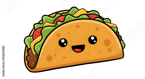 Cute Cartoon Taco Character Illustration