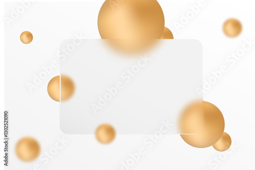 Vector image of a morphism glass table with a transparent rectangle and golden spheres on a blue background. Eps 10