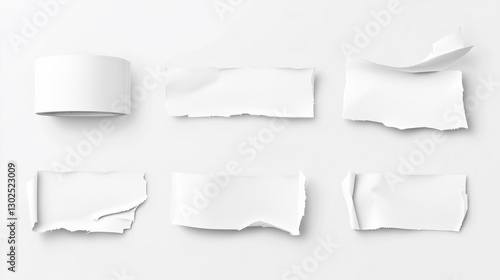 Wallpaper Mural Set of paper different shapes ripped scraps fragments wisps isolated on white. Ripped black and white paper, copy space Torontodigital.ca