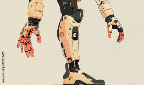 Advanced Robotic Prosthetics Minimalist Vector Design for Future Innovation and Accessibility