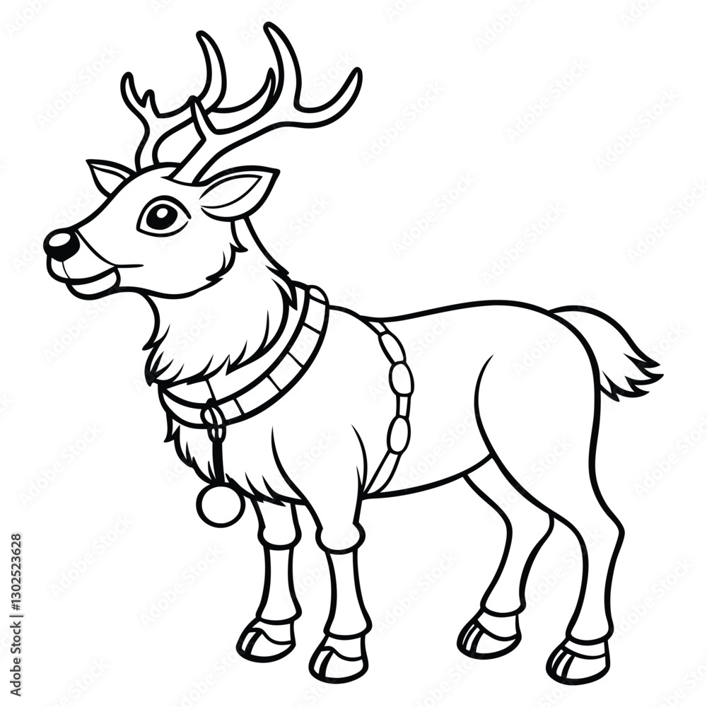 Fototapeta premium Hand drawn outline reindeer illustration