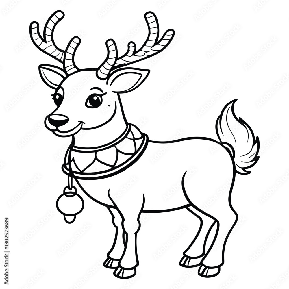 Fototapeta premium Hand drawn outline reindeer illustration