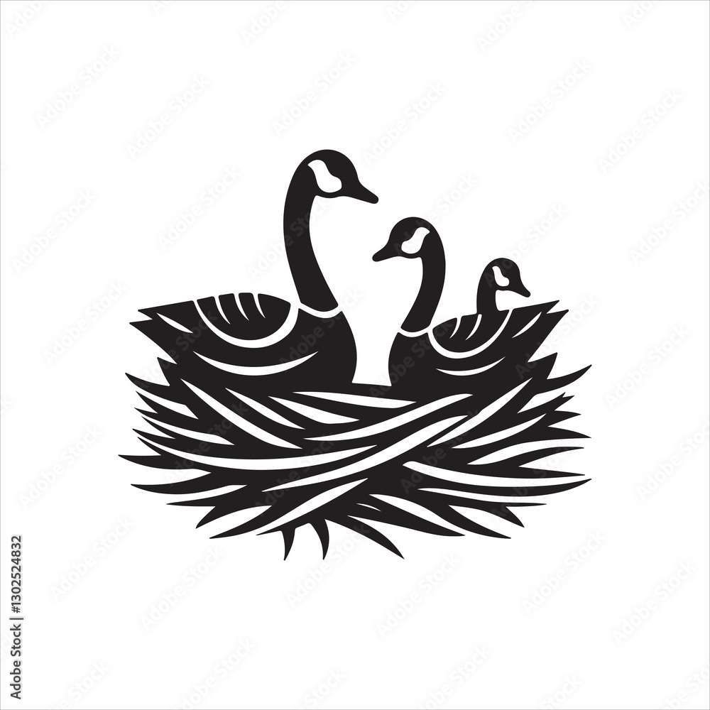 Fototapeta premium Bird's nest vector illustration of an eagle
