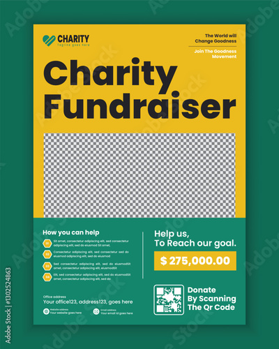 Charity Fundraising Seminar A4 Size Flyer Design or  Editable Fundraising Poster, Leaflet, and Handbill Design Template