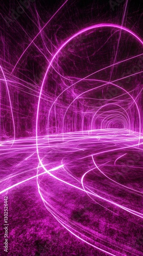 Neon Corridor: An artistic rendering of a futuristic corridor illuminated with vibrant neon purple light, creating an otherworldly atmosphere.