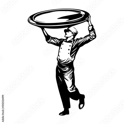 Creative Waiter Silhouette Vector for Food and Beverage Industry