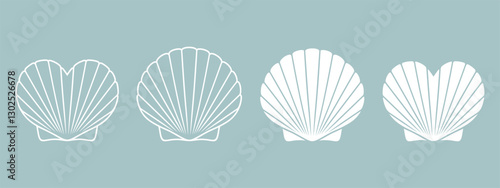 Scallop logo. Isolated scallop on blue background