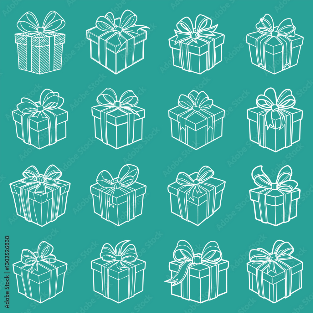 Collaction of outline christmas gift box Collaction of outline christmas gift box
