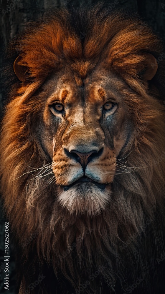 Majestic Male Lion Portrait: A Close-Up of Power and Beauty Majestic Male Lion Portrait: A Close-Up of Power and Beauty