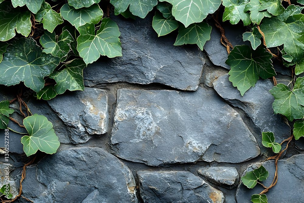 Gray stone wall with ivy. Natural border. Background. Nature. Home. Garden. Outdoor. Use Wallpaper, background Gray stone wall with ivy. Natural border. Background. Nature. Home. Garden. Outdoor. Use Wallpaper, background
