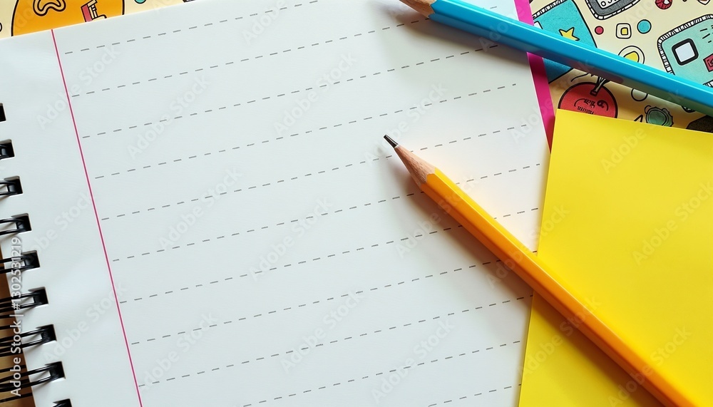 Open planner with a pencil on top Open planner with a pencil on top