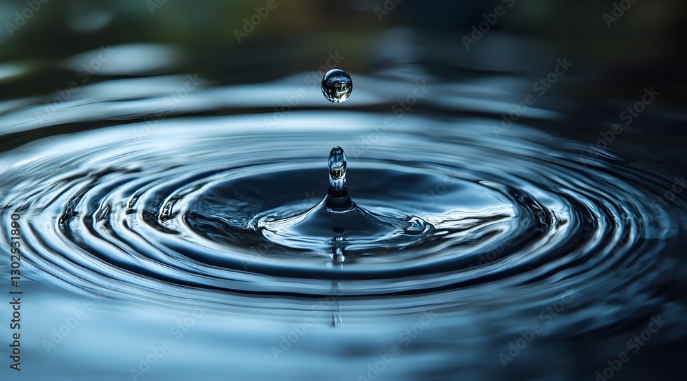 Artistic Water Ripples from a Single Droplet, Emphasizing Focus and Clarity Artistic Water Ripples from a Single Droplet, Emphasizing Focus and Clarity