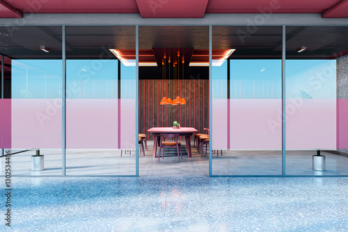 Obraz na płótnie Modern conference room with glass partitions and stylish interior design. 3D Rendering w salonie