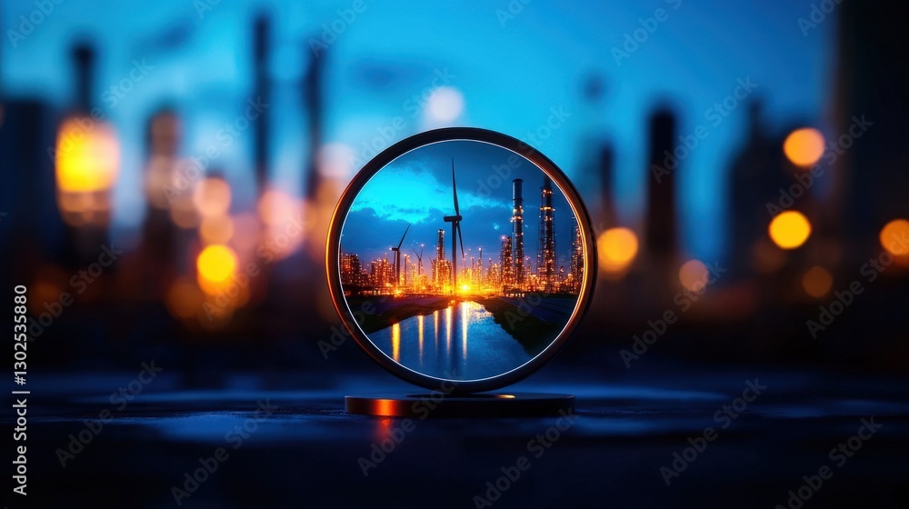 Industrial landscape viewed through a lens Industrial landscape viewed through a lens
