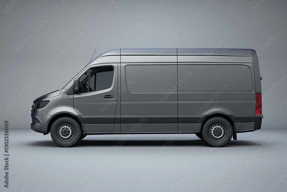 Clear Pixel Visual of Dark Silver Delivery Van 3D Illustration Clear Pixel Visual of Dark Silver Delivery Van 3D Illustration