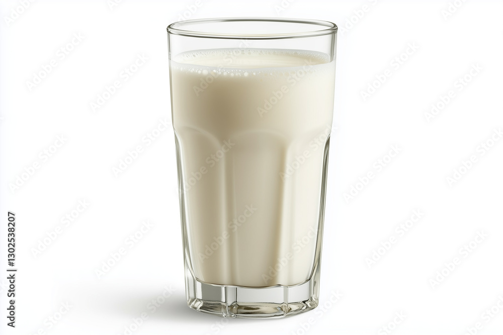 Pristine glass filled with rich, smooth milk catches the light beautifully while resting on a clean countertop in a sunlit kitchen Pristine glass filled with rich, smooth milk catches the light beautifully while resting on a clean countertop in a sunlit kitchen