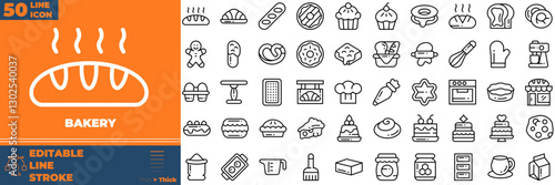 Bakery Line Editable Icons set