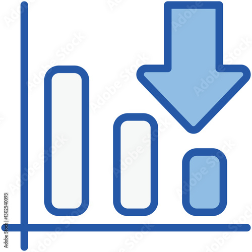 Market Down Blue White Icon