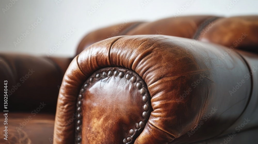 Obraz premium Detailed view showcasing the craftsmanship of a luxurious leather sofa