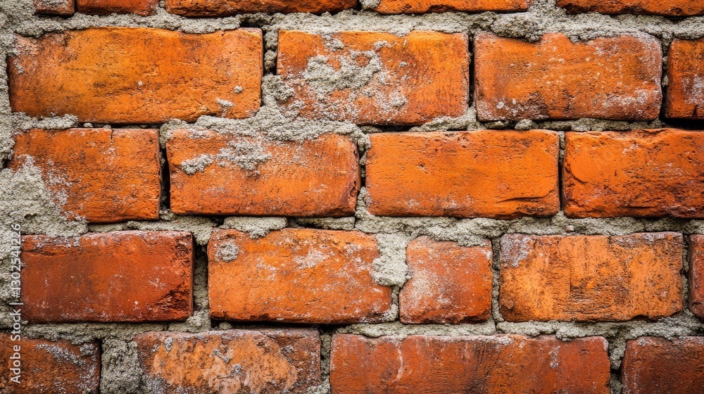 Close-up of fresh mortar spread between red bricks, creating a strong and durable wall structure. Close-up of fresh mortar spread between red bricks, creating a strong and durable wall structure.