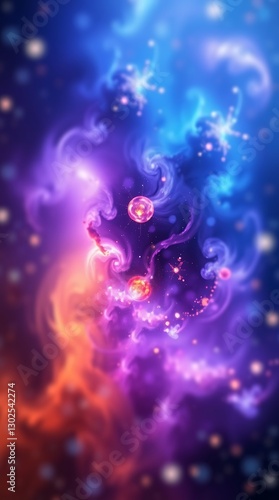 A High-Resolution Digital Wallpaper Featuring A Vibrant Nebula, Swirling With Deep Blues, Purples, And Fiery Oranges, Rendered In A Photorealistic Style, With A Subtle Bokeh Effect C.