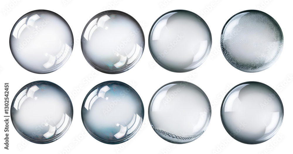 Various Bubbles with Different Textures and Reflections on Surface, Bundle Set Collection, Isolated on Transparent Background Various Bubbles with Different Textures and Reflections on Surface, Bundle Set Collection, Isolated on Transparent Background