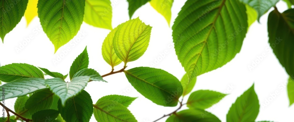 Vibrant green leaves, intricate details, crisp white backdrop, macro, healthy Vibrant green leaves, intricate details, crisp white backdrop, macro, healthy