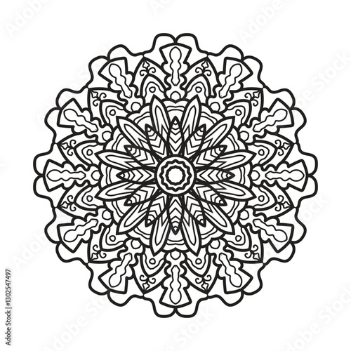Mandala with oum mantra vector illustration. Indian background.