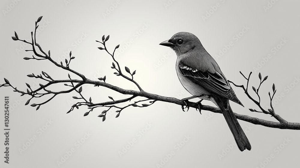 small bird on a branch against a white background - simple and elegant minimalist illustration, perfect for nature-themed designs, branding, greeting cards small bird on a branch against a white background - simple and elegant minimalist illustration, perfect for nature-themed designs, branding, greeting cards