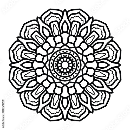 Mandala with oum mantra vector illustration. Indian background.