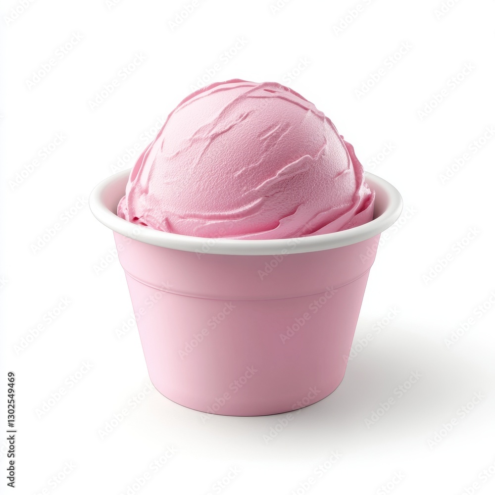 Stylish Frozen Treat Vessel. 3D Design of an Isolated Ice Cream Cup on White Background Stylish Frozen Treat Vessel. 3D Design of an Isolated Ice Cream Cup on White Background