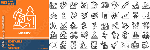 Hobby Line Editable Icons set