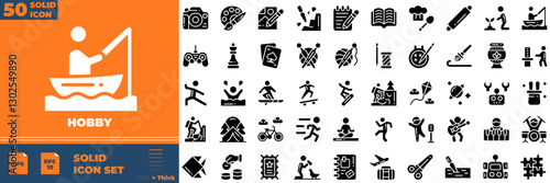 Hobby Solid Editable Icons set