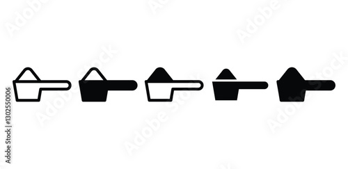 scoop powder spoon icon vector design simple black white color illustration sets isolated