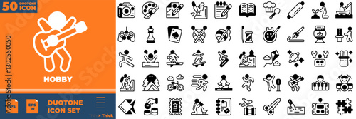 Hobby Duotone Editable Icons set