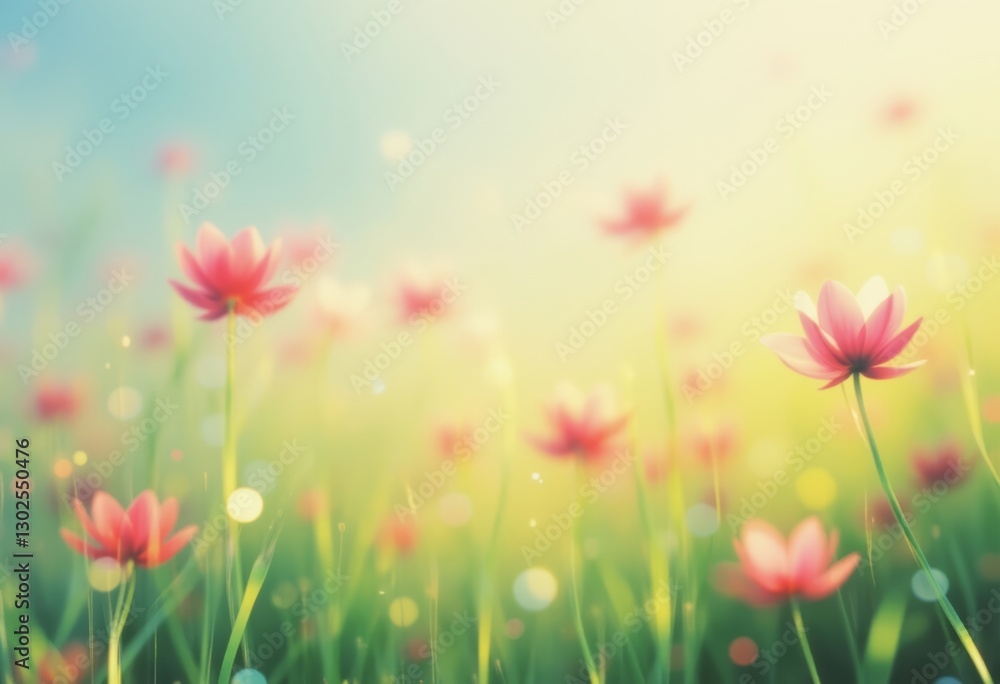 dreamy flower background with glimmering sunlight and prismatic sparkle in a magical meadow, adorable, cute and relax dreamy flower background with glimmering sunlight and prismatic sparkle in a magical meadow, adorable, cute and relax
